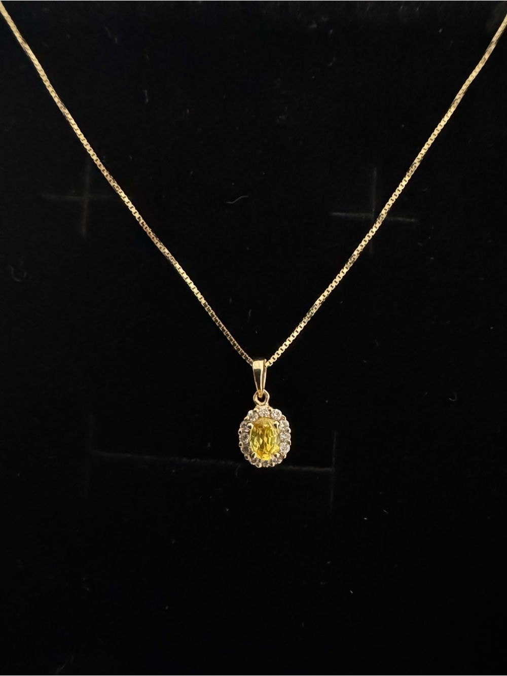 Real Citrin Gem Stone Halo Pendant with total of 0.20ct diamond Necklace in 14K